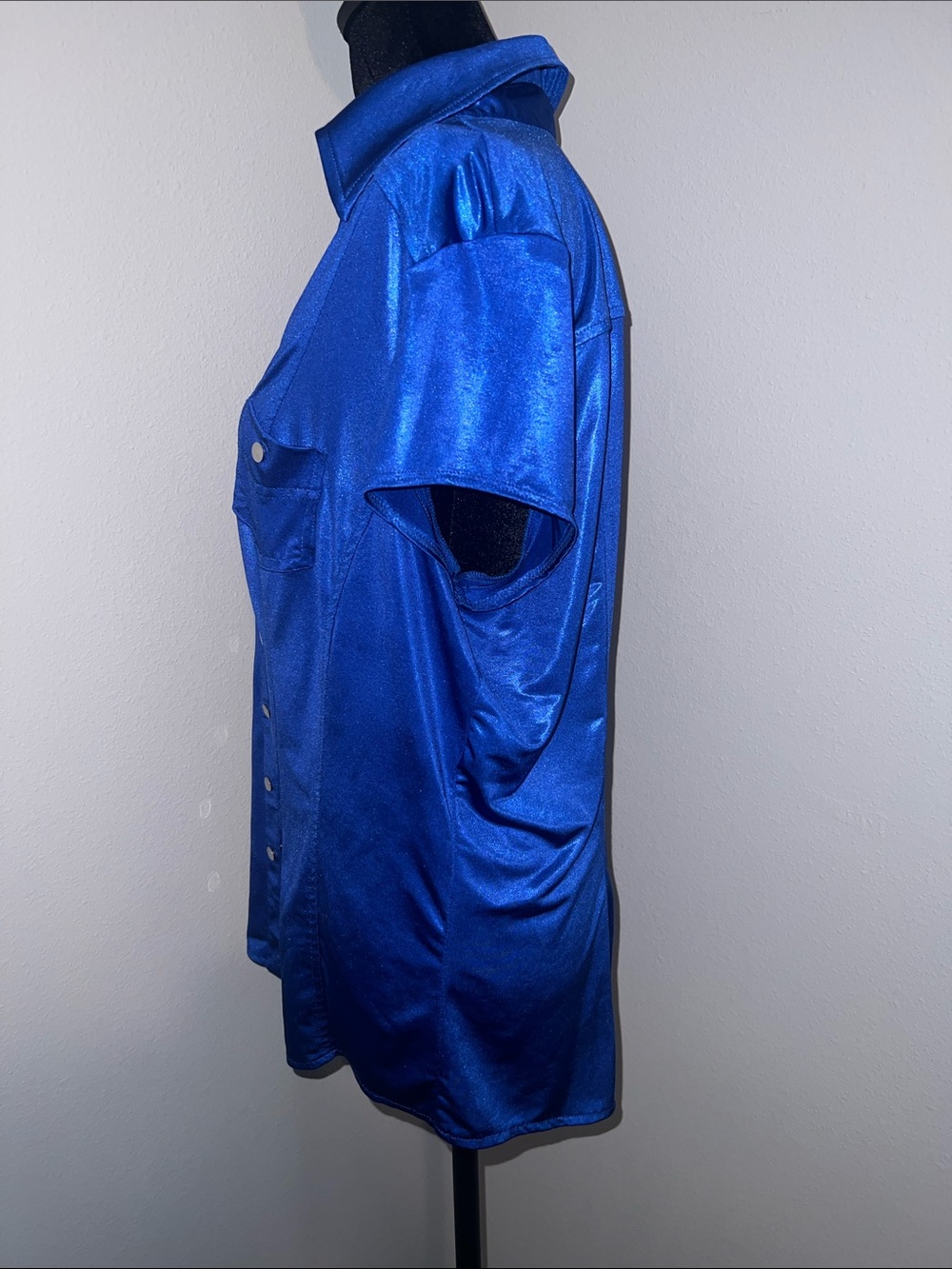 Cache Short-Sleeve Button Down Shirt in Royal Blue - Picture 5 of 6
